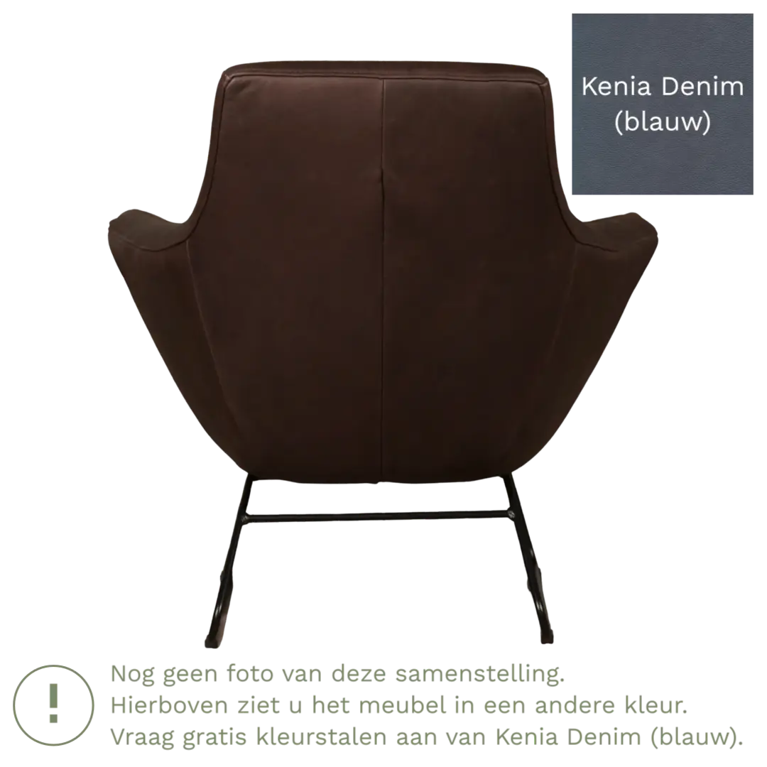 afbeelding van Leren fauteuil Fame - Kenia Denim (blauw)