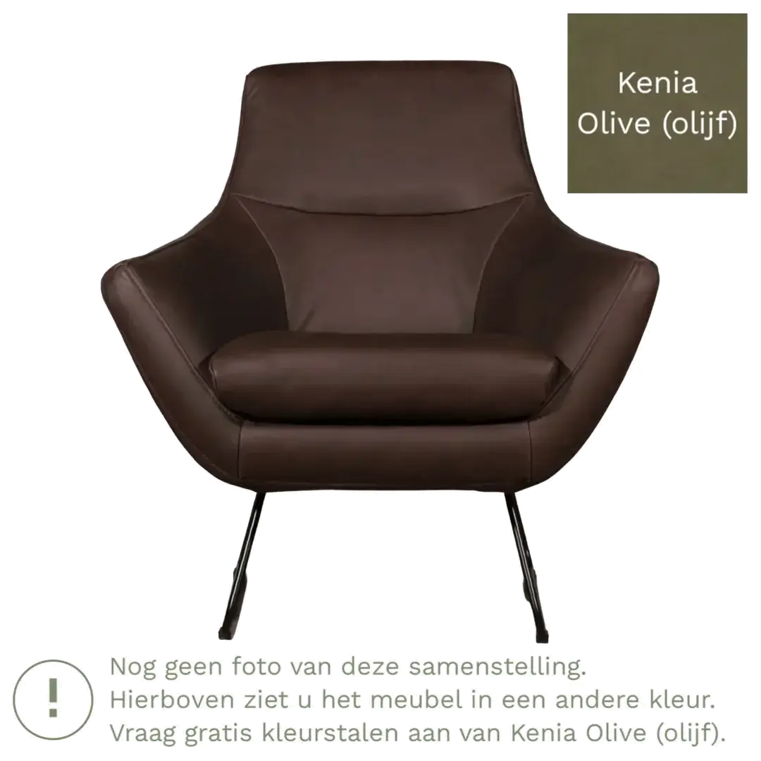 afbeelding van Leren fauteuil Fame - Kenia Olive (olijf)