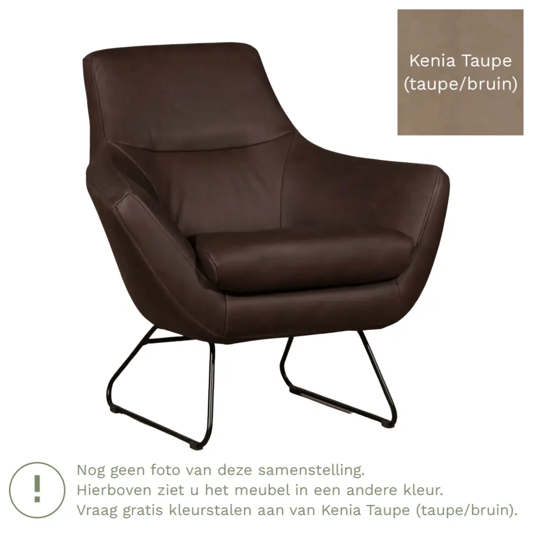 afbeelding van Leren fauteuil Fame - Kenia Taupe (taupe/bruin)