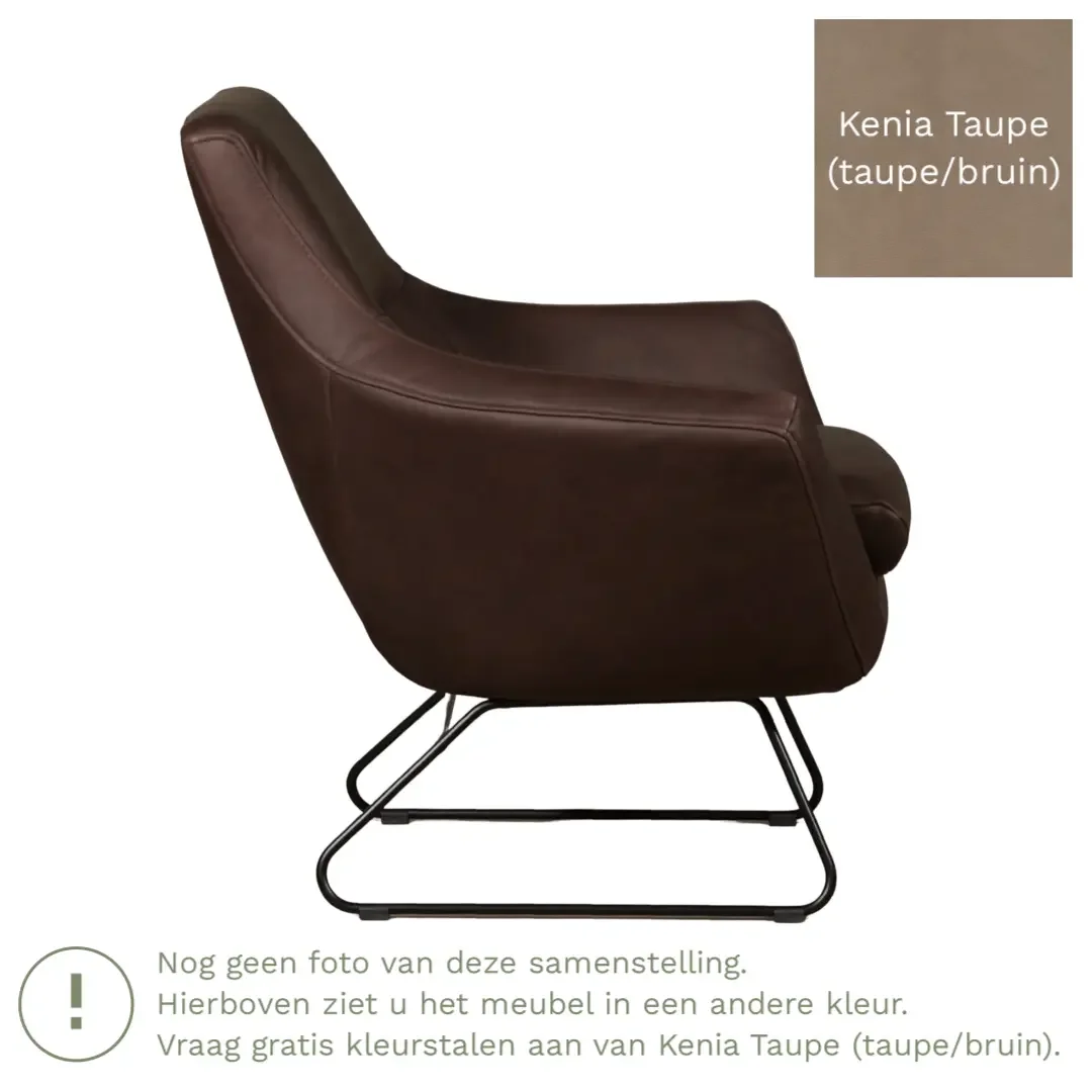afbeelding van Leren fauteuil Fame - Kenia Taupe (taupe/bruin)