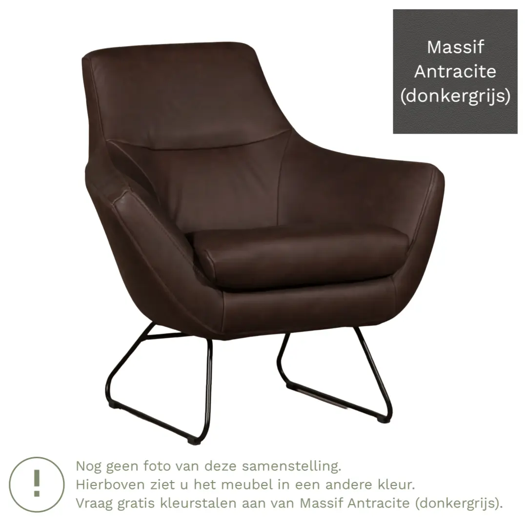 afbeelding van Leren fauteuil Fame - Massif Antracite (donkergrijs)