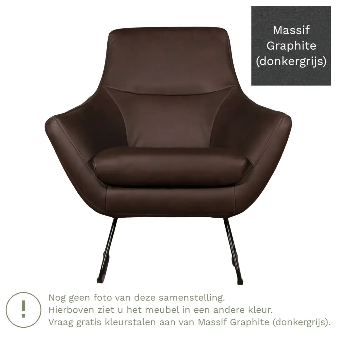 afbeelding van Leren fauteuil Fame - Massif Graphite (donkergrijs)