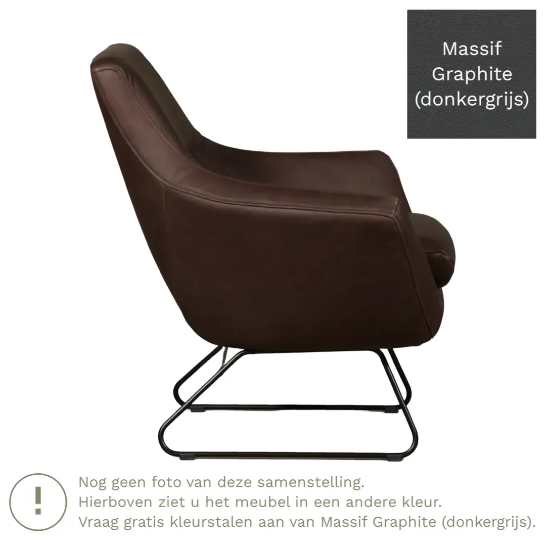 afbeelding van Leren fauteuil Fame - Massif Graphite (donkergrijs)