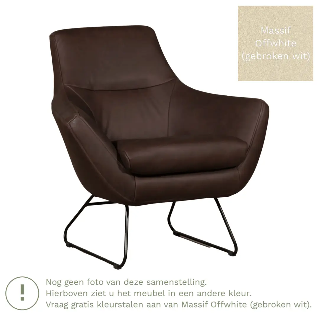 afbeelding van Leren fauteuil Fame - Massif Offwhite (gebroken wit)