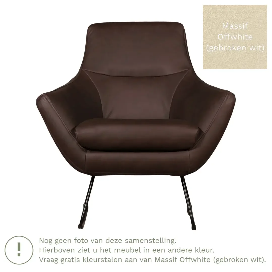 afbeelding van Leren fauteuil Fame - Massif Offwhite (gebroken wit)