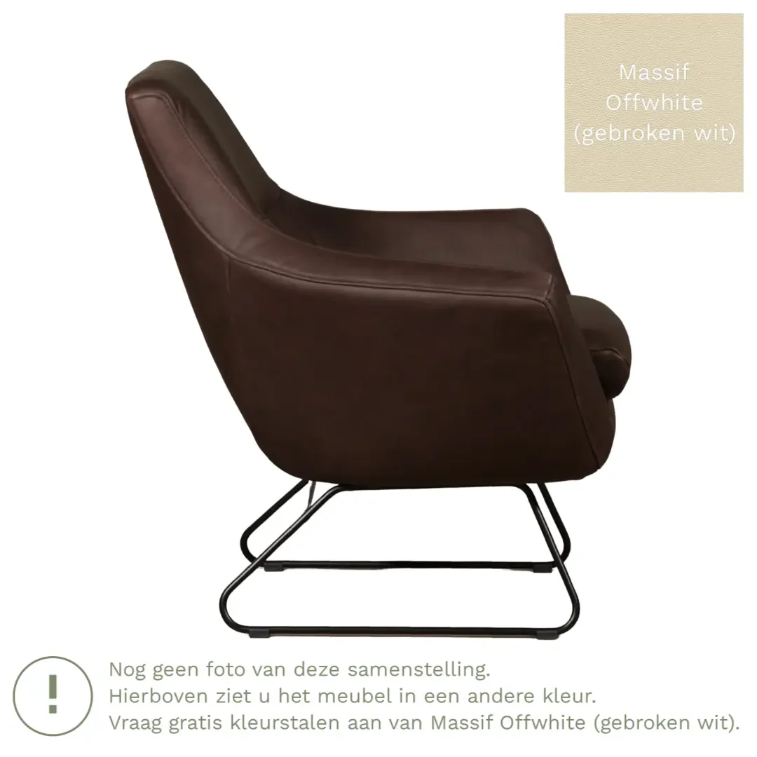 afbeelding van Leren fauteuil Fame - Massif Offwhite (gebroken wit)