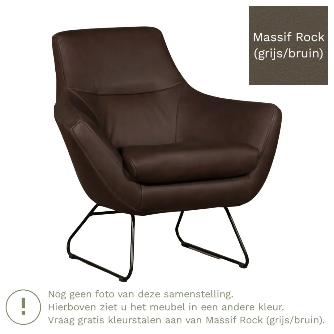 afbeelding van Leren fauteuil Fame - Massif Rock (grijs/bruin)