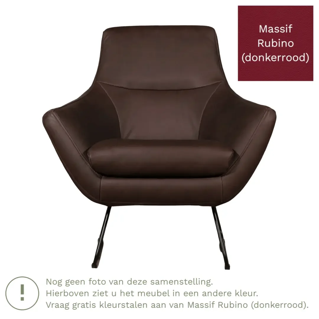 afbeelding van Leren fauteuil Fame - Massif Rubino (donkerrood)