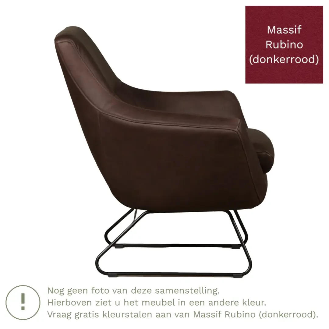 afbeelding van Leren fauteuil Fame - Massif Rubino (donkerrood)