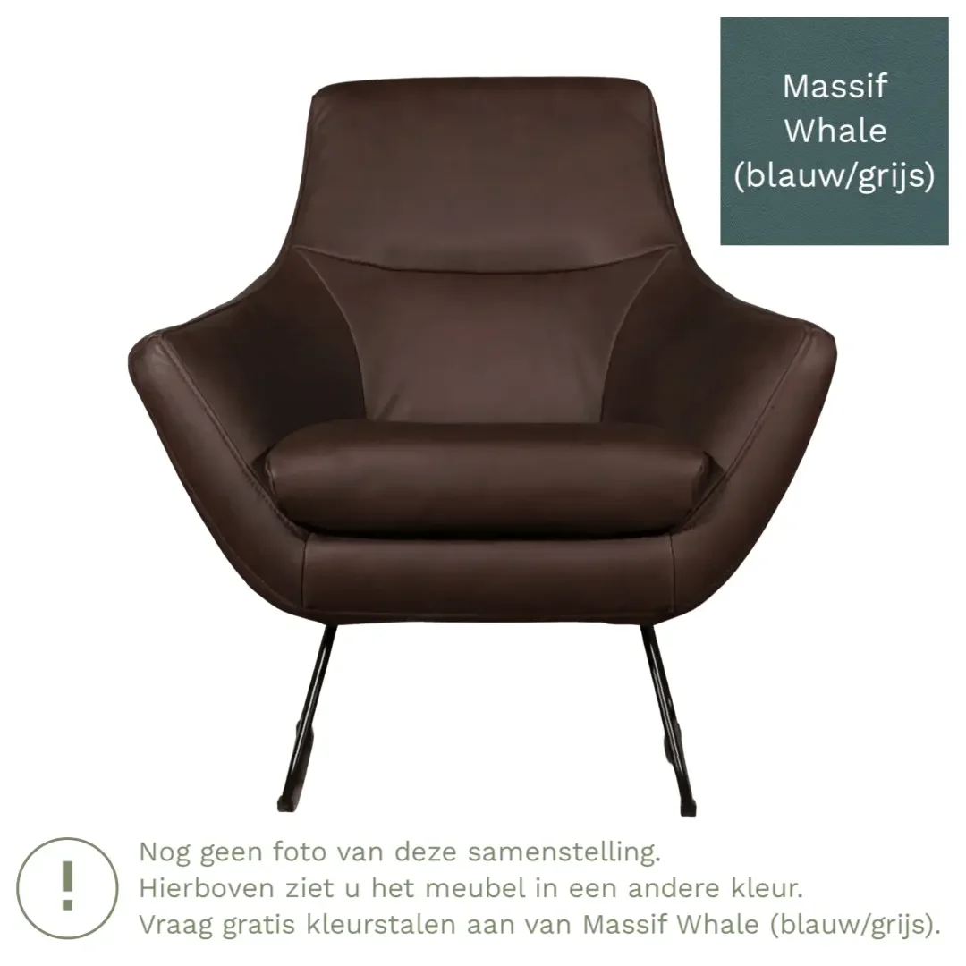 afbeelding van Leren fauteuil Fame - Massif Whale (blauw/grijs)
