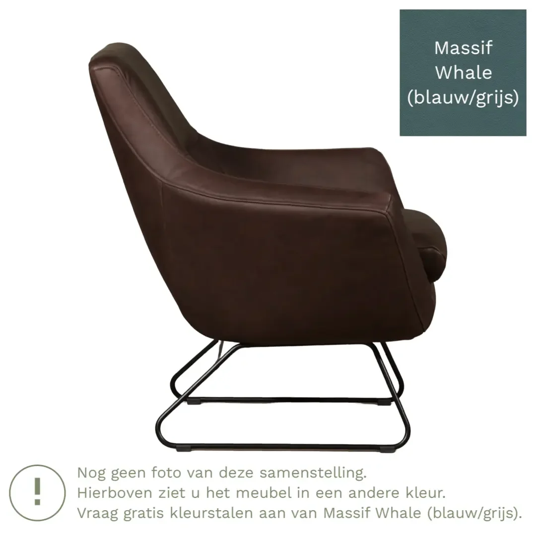 afbeelding van Leren fauteuil Fame - Massif Whale (blauw/grijs)