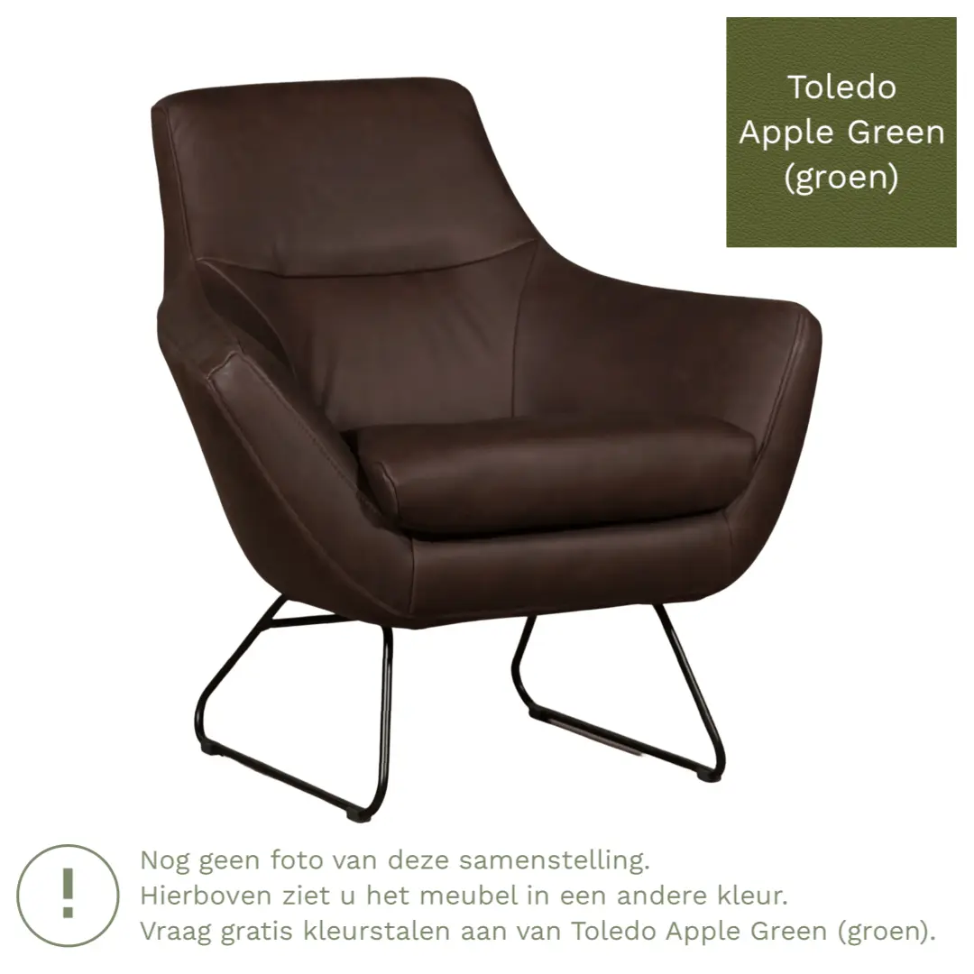 afbeelding van Leren fauteuil Fame - Toledo Apple Green (groen)