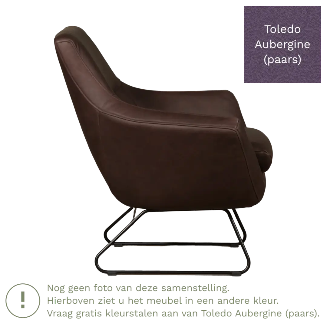 afbeelding van Leren fauteuil Fame - Toledo Aubergine (paars)