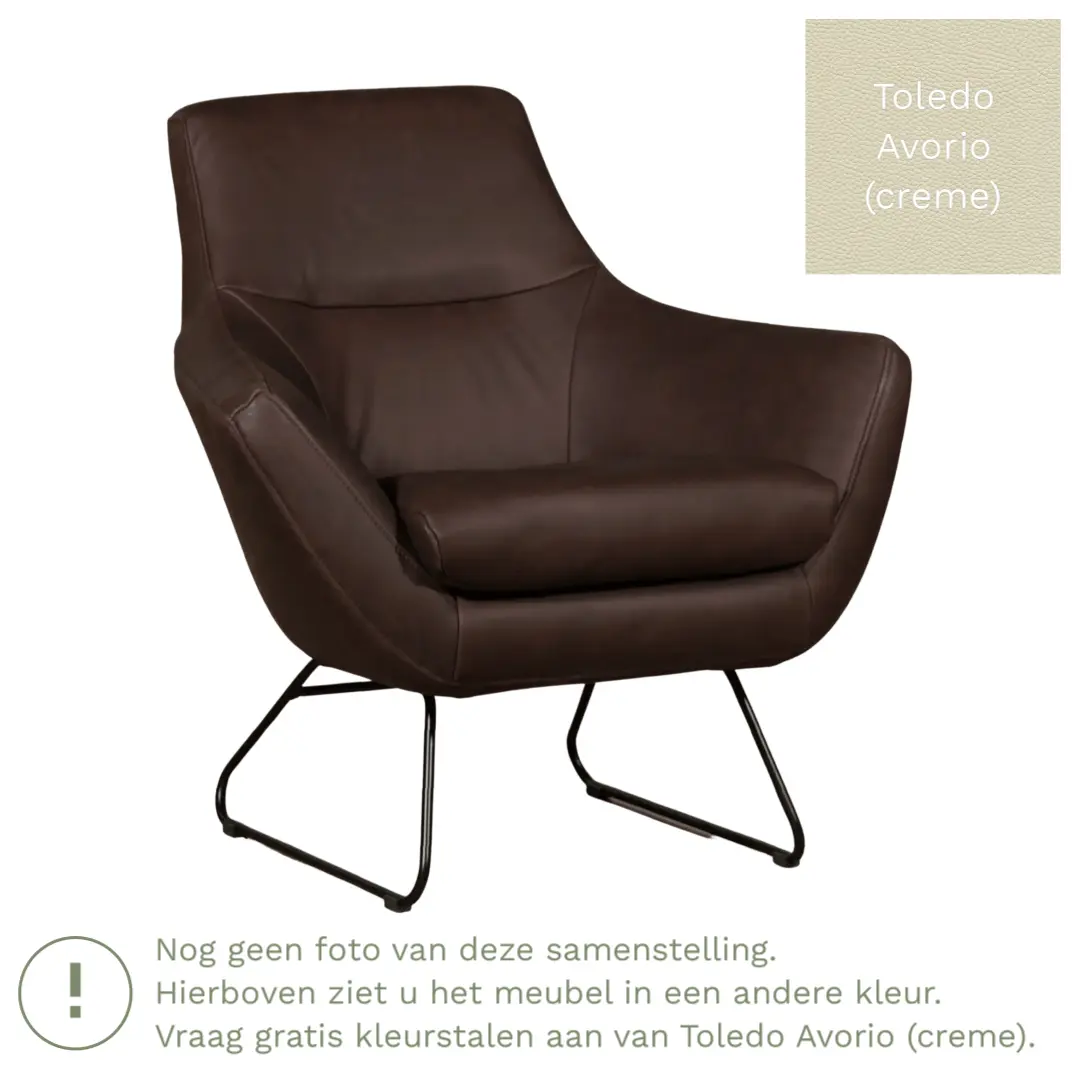afbeelding van Leren fauteuil Fame - Toledo Avorio (crème)