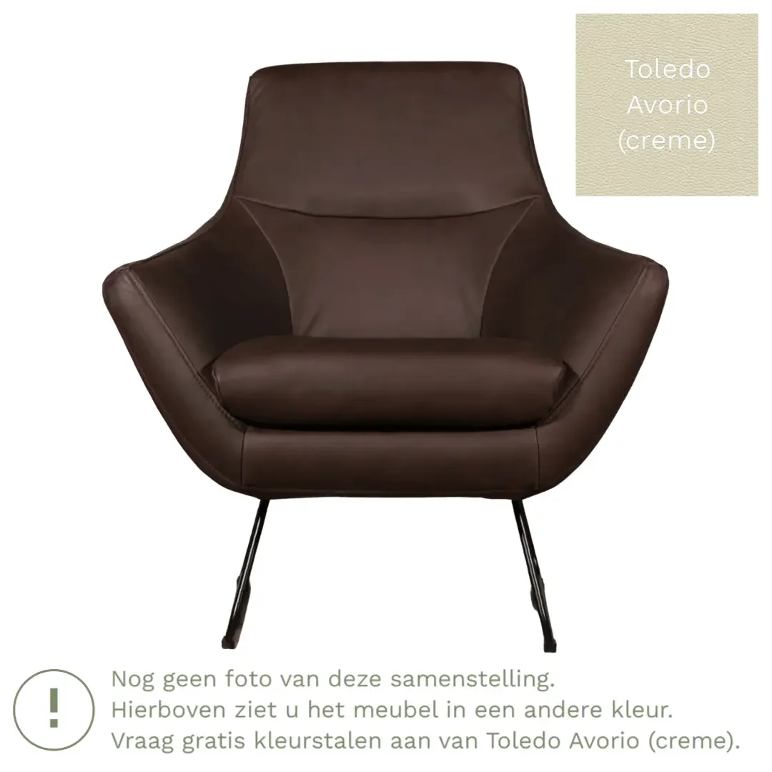 afbeelding van Leren fauteuil Fame - Toledo Avorio (crème)