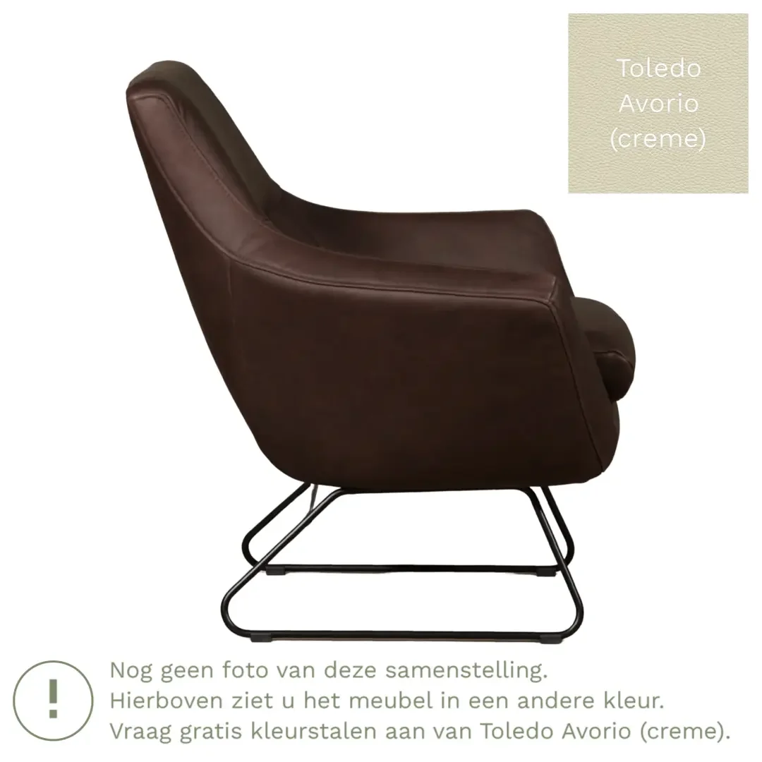 afbeelding van Leren fauteuil Fame - Toledo Avorio (crème)