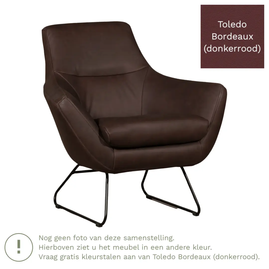 afbeelding van Leren fauteuil Fame - Toledo Bordeaux (donkerrood)