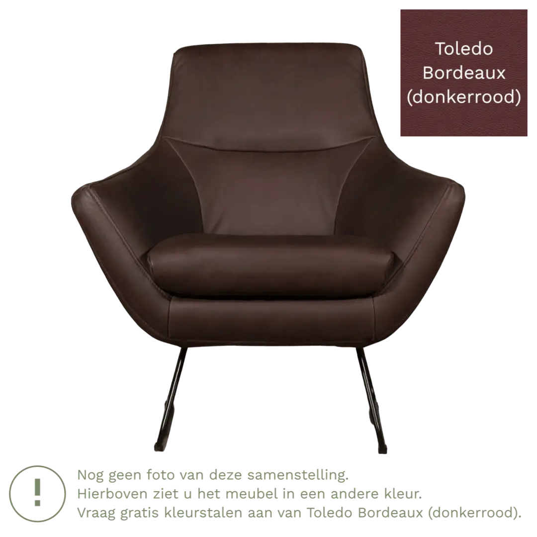 afbeelding van Leren fauteuil Fame - Toledo Bordeaux (donkerrood)