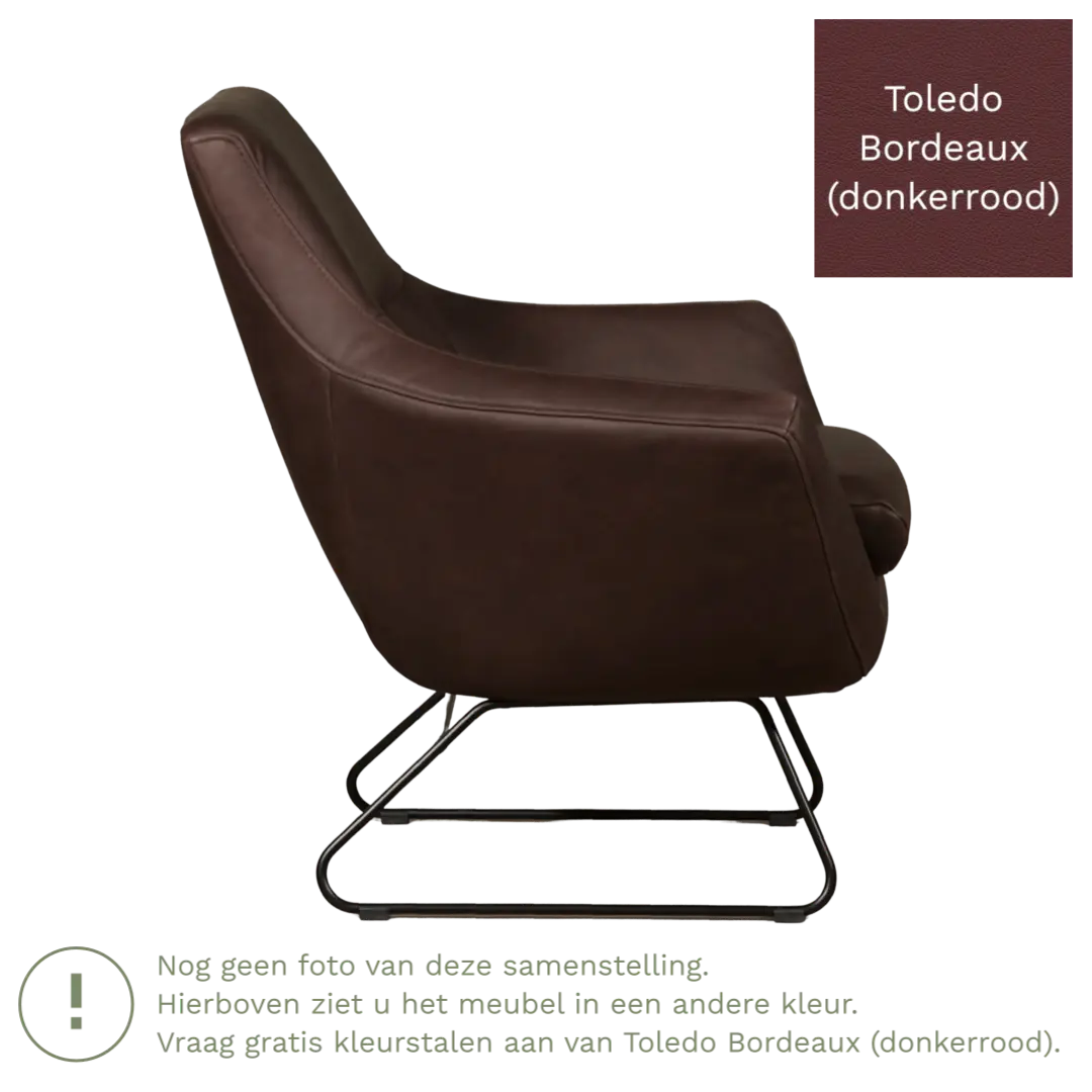 afbeelding van Leren fauteuil Fame - Toledo Bordeaux (donkerrood)