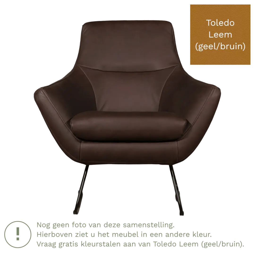 afbeelding van Leren fauteuil Fame - Toledo Leem (geel/bruin)