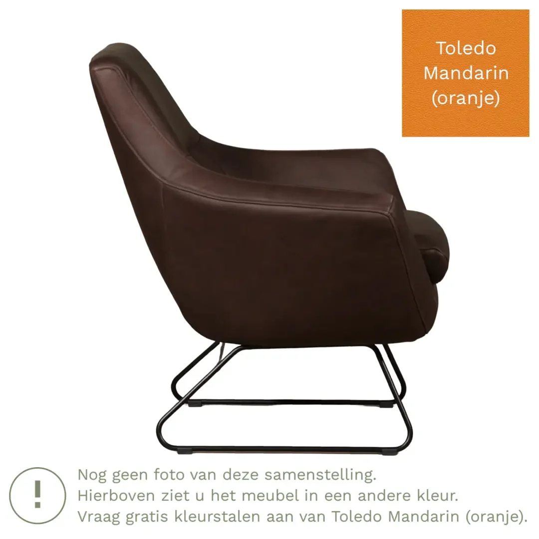 afbeelding van Leren fauteuil Fame - Toledo Mandarin (oranje)