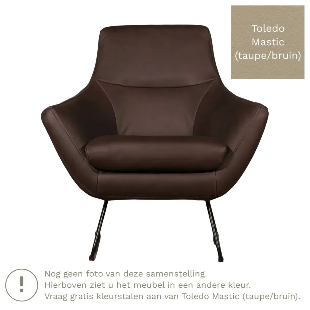 afbeelding van Leren fauteuil Fame - Toledo Mastic (taupe/bruin)
