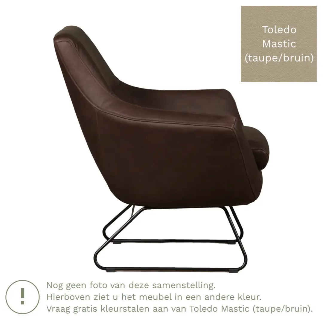 afbeelding van Leren fauteuil Fame - Toledo Mastic (taupe/bruin)