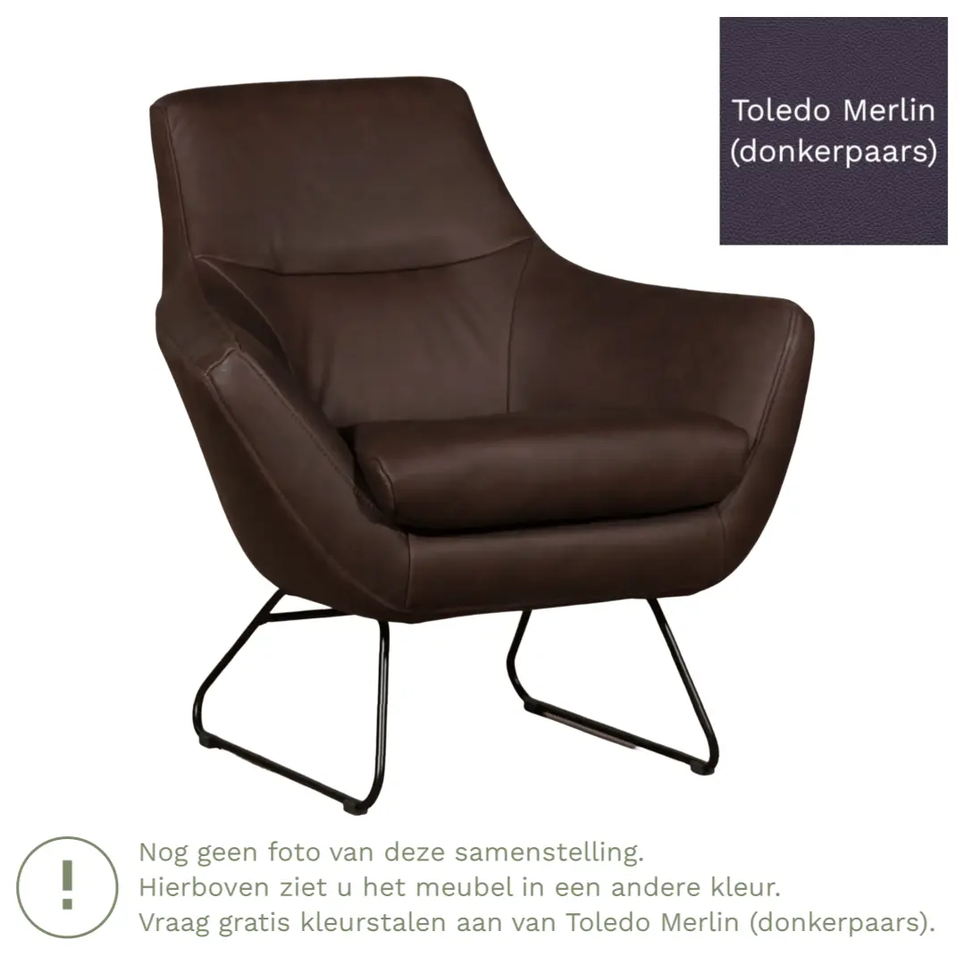 afbeelding van Leren fauteuil Fame - Toledo Merlin (donkerpaars)