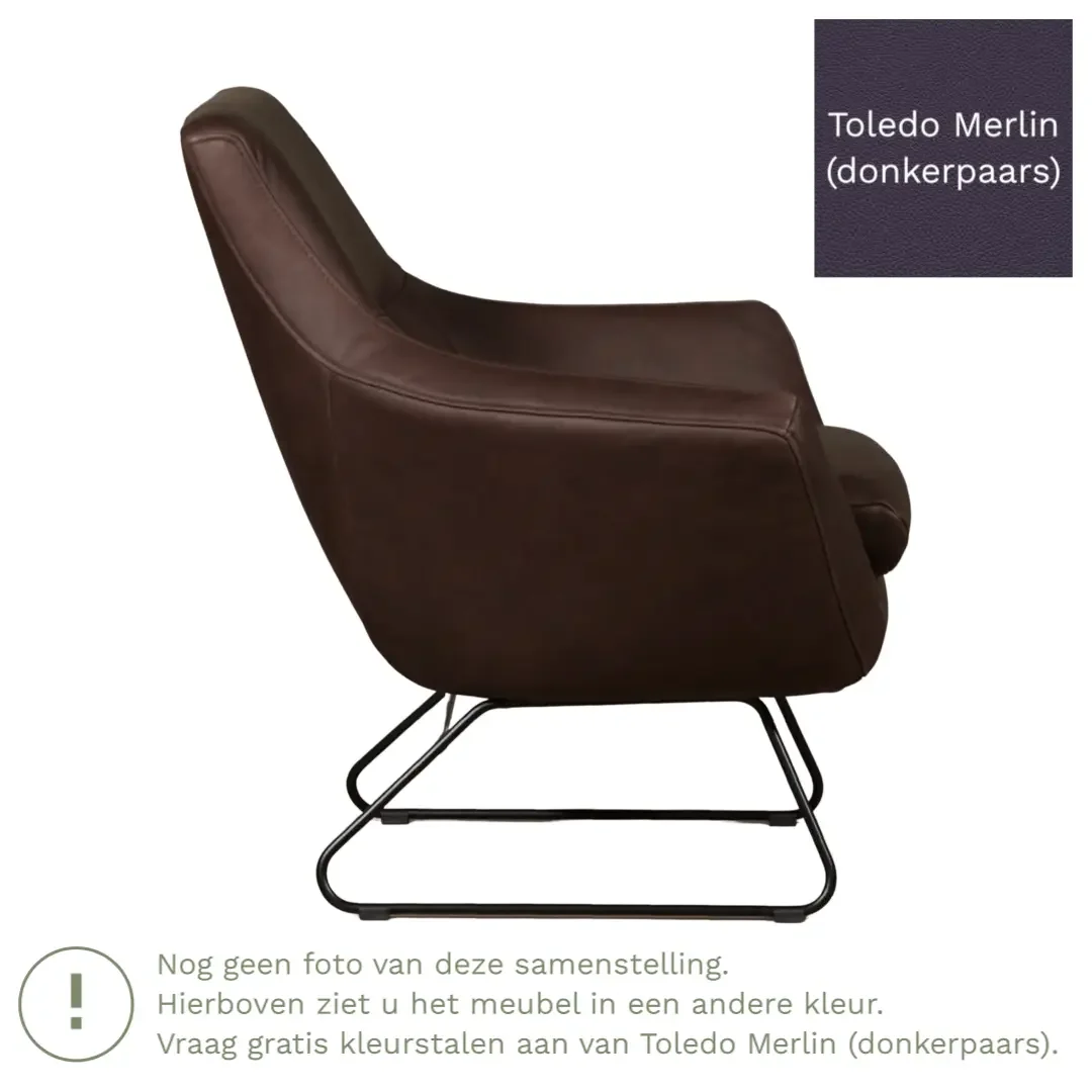afbeelding van Leren fauteuil Fame - Toledo Merlin (donkerpaars)