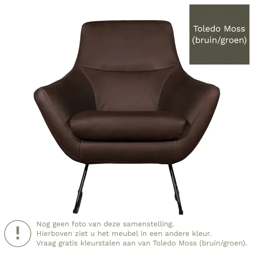 afbeelding van Leren fauteuil Fame - Toledo Moss (bruin/groen)