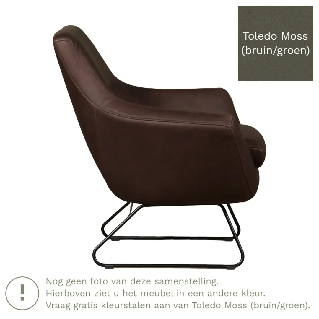 afbeelding van Leren fauteuil Fame - Toledo Moss (bruin/groen)