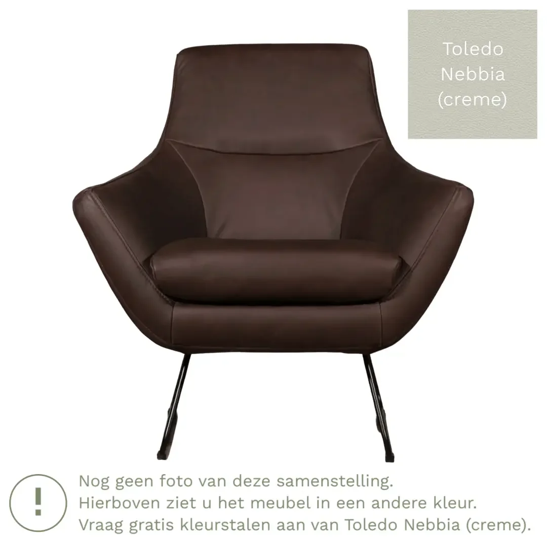 afbeelding van Leren fauteuil Fame - Toledo Nebbia (crème)