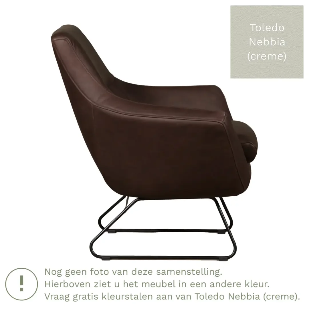 afbeelding van Leren fauteuil Fame - Toledo Nebbia (crème)