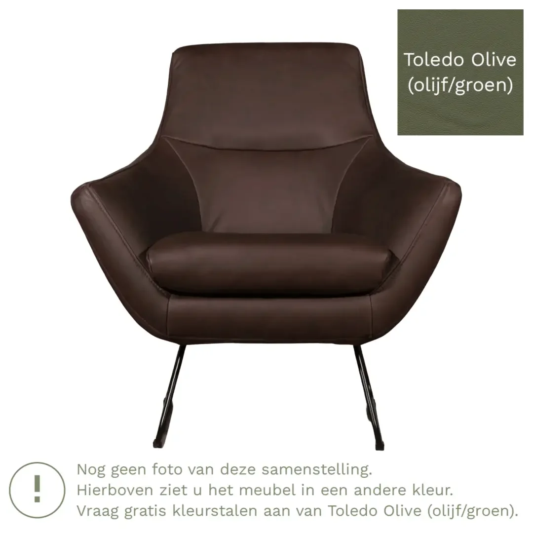 afbeelding van Leren fauteuil Fame - Toledo Olive (olijf/goen)
