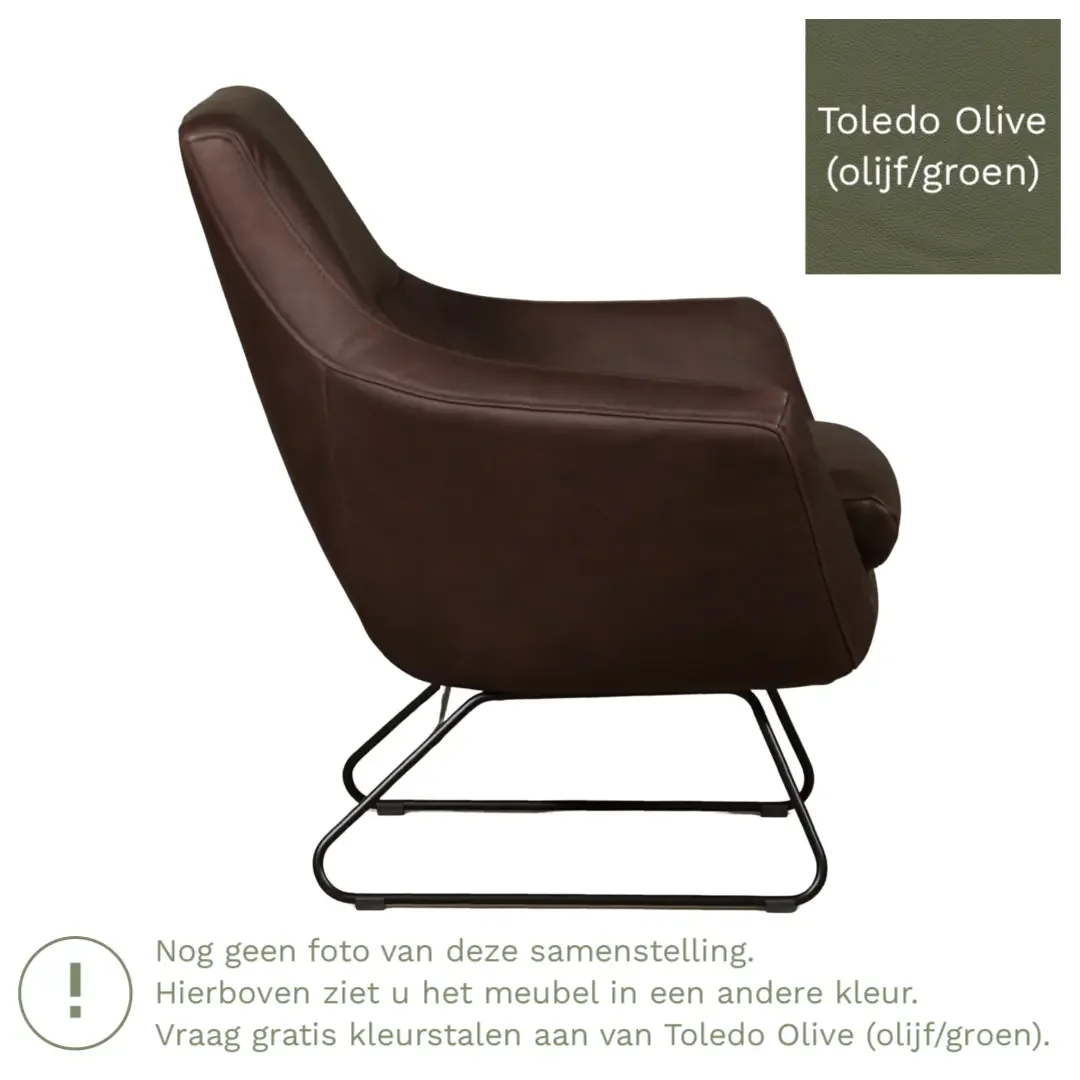 afbeelding van Leren fauteuil Fame - Toledo Olive (olijf/goen)