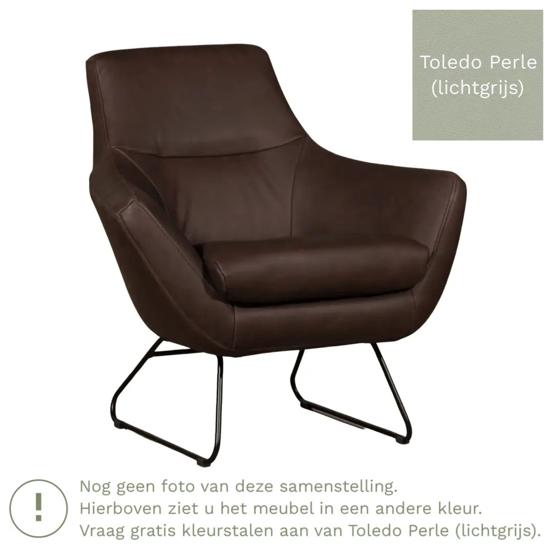 afbeelding van Leren fauteuil Fame - Toledo Perle (lichtgrijs)
