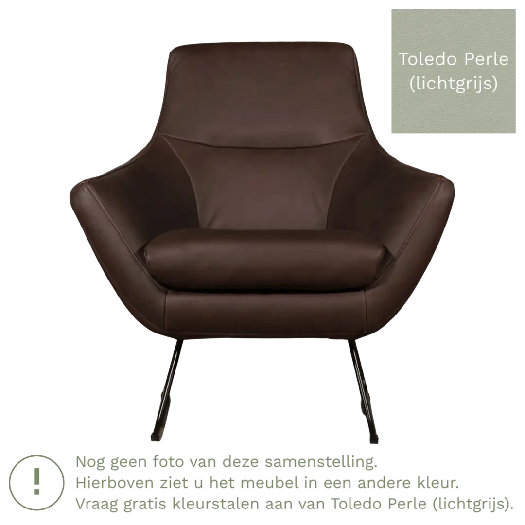 afbeelding van Leren fauteuil Fame - Toledo Perle (lichtgrijs)