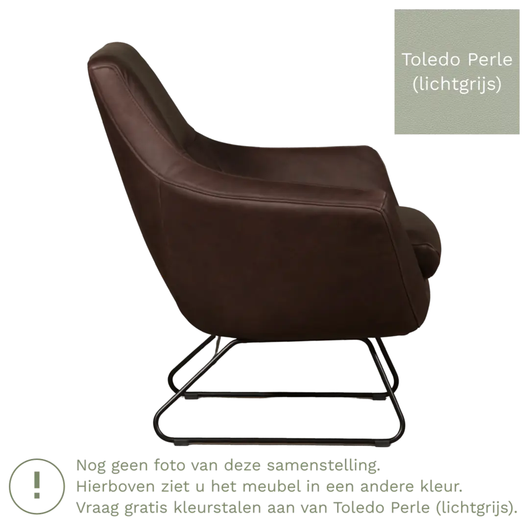 afbeelding van Leren fauteuil Fame - Toledo Perle (lichtgrijs)