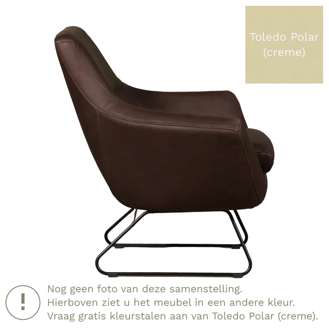 afbeelding van Leren fauteuil Fame - Toledo Polar (crème)
