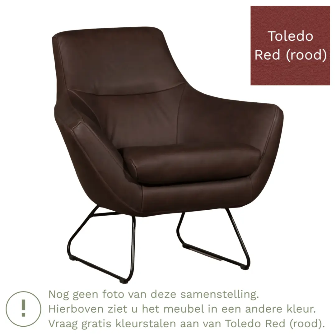afbeelding van Leren fauteuil Fame - Toledo Red (rood)
