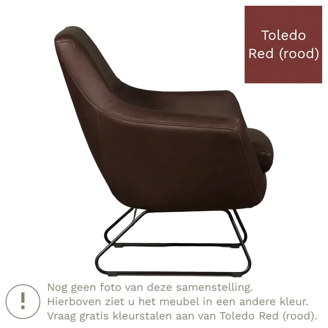 afbeelding van Leren fauteuil Fame - Toledo Red (rood)