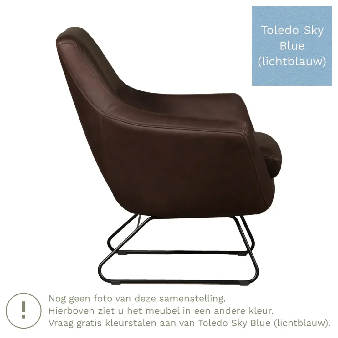 afbeelding van Leren fauteuil Fame - Toledo Sky Blue (lichtblauw)