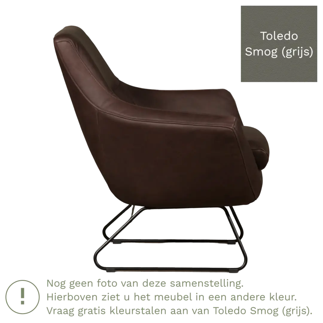 afbeelding van Leren fauteuil Fame - Toledo Smog (grijs)