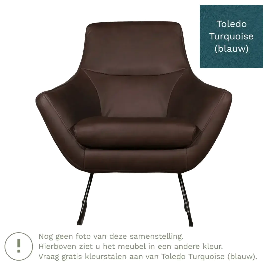 afbeelding van Leren fauteuil Fame - Toledo Turquoise (blauw)