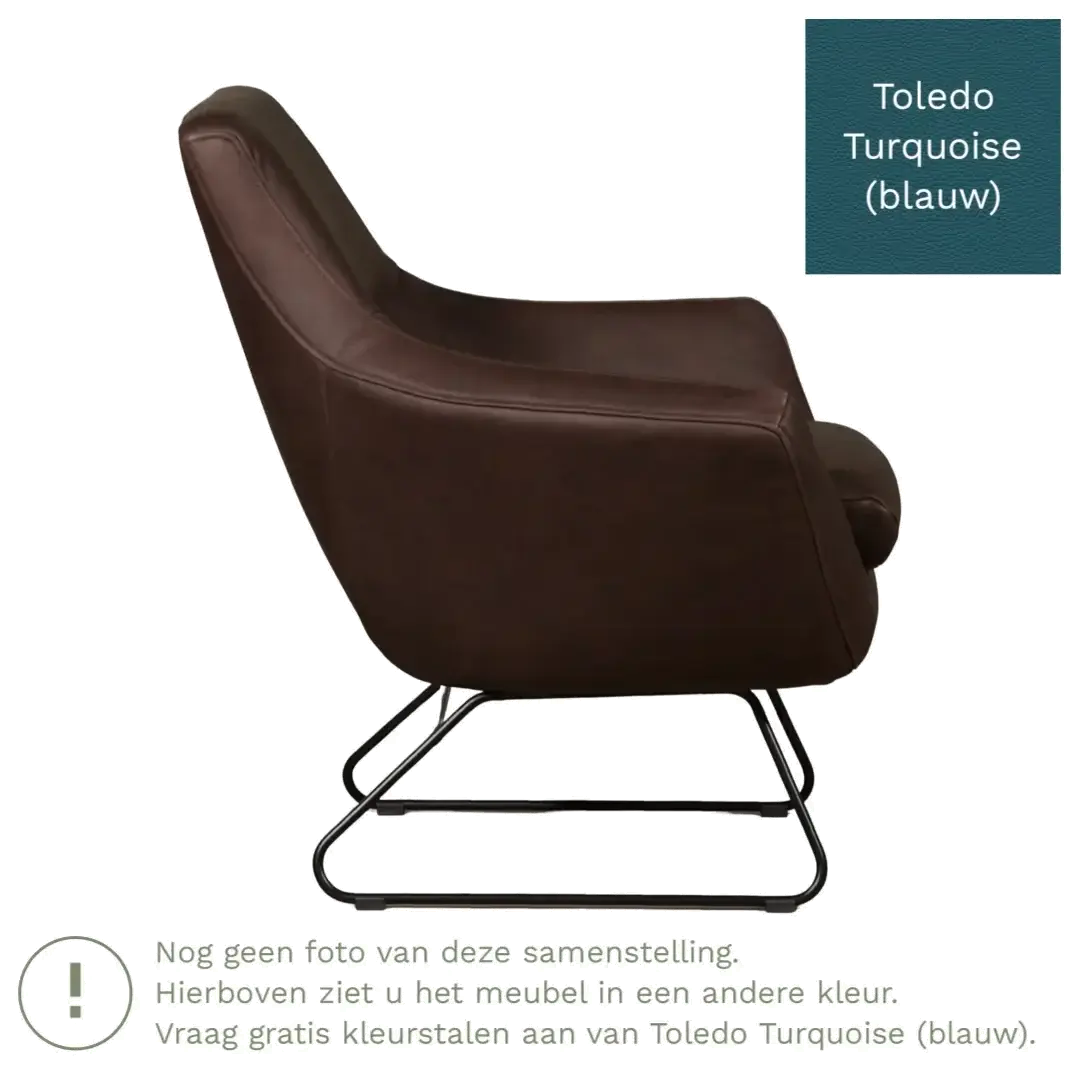 afbeelding van Leren fauteuil Fame - Toledo Turquoise (blauw)
