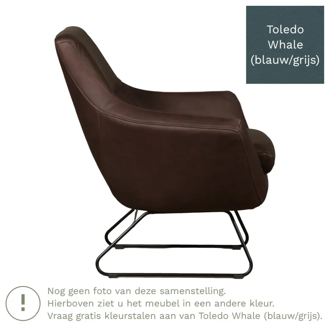 afbeelding van Leren fauteuil Fame - Toledo Whale (blauw/grijs)