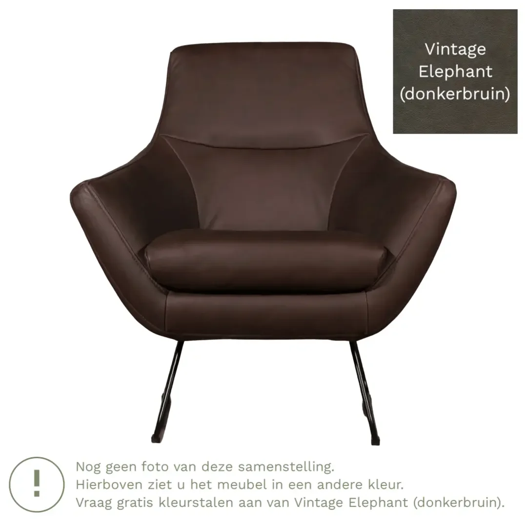 afbeelding van Leren fauteuil Fame - Vintage Elephant (donkerbruin)