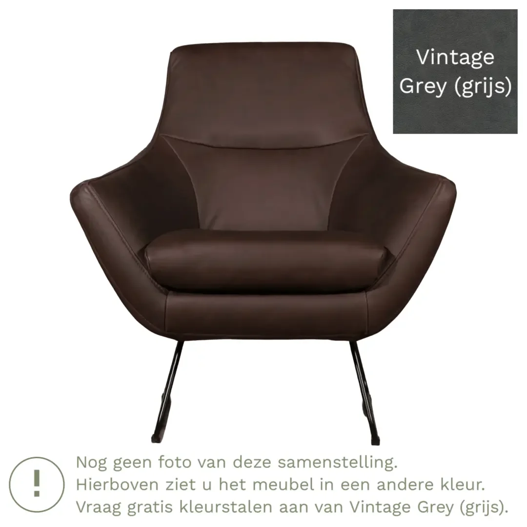 afbeelding van Leren fauteuil Fame - Vintage Grey (grijs)