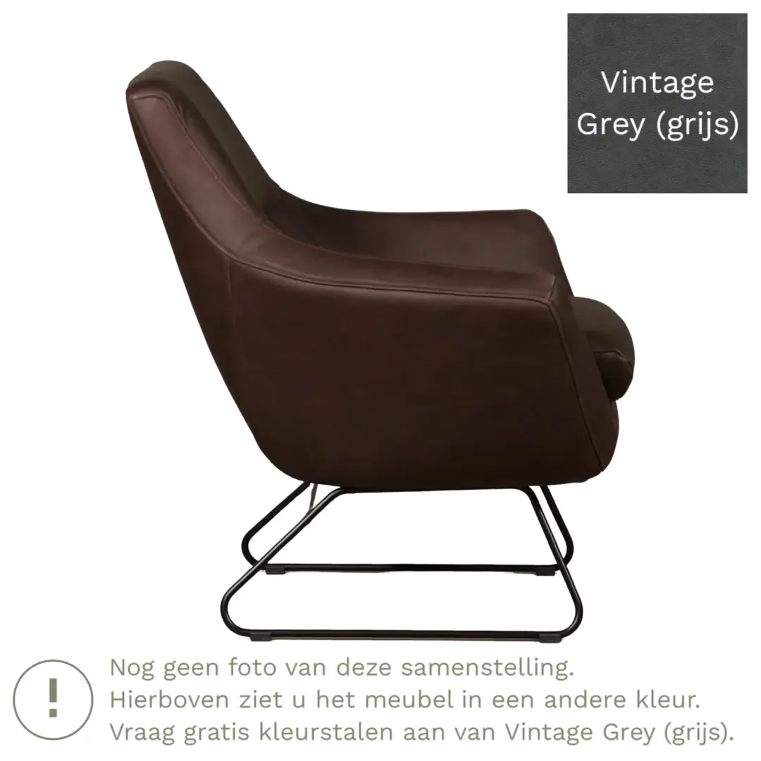 afbeelding van Leren fauteuil Fame - Vintage Grey (grijs)