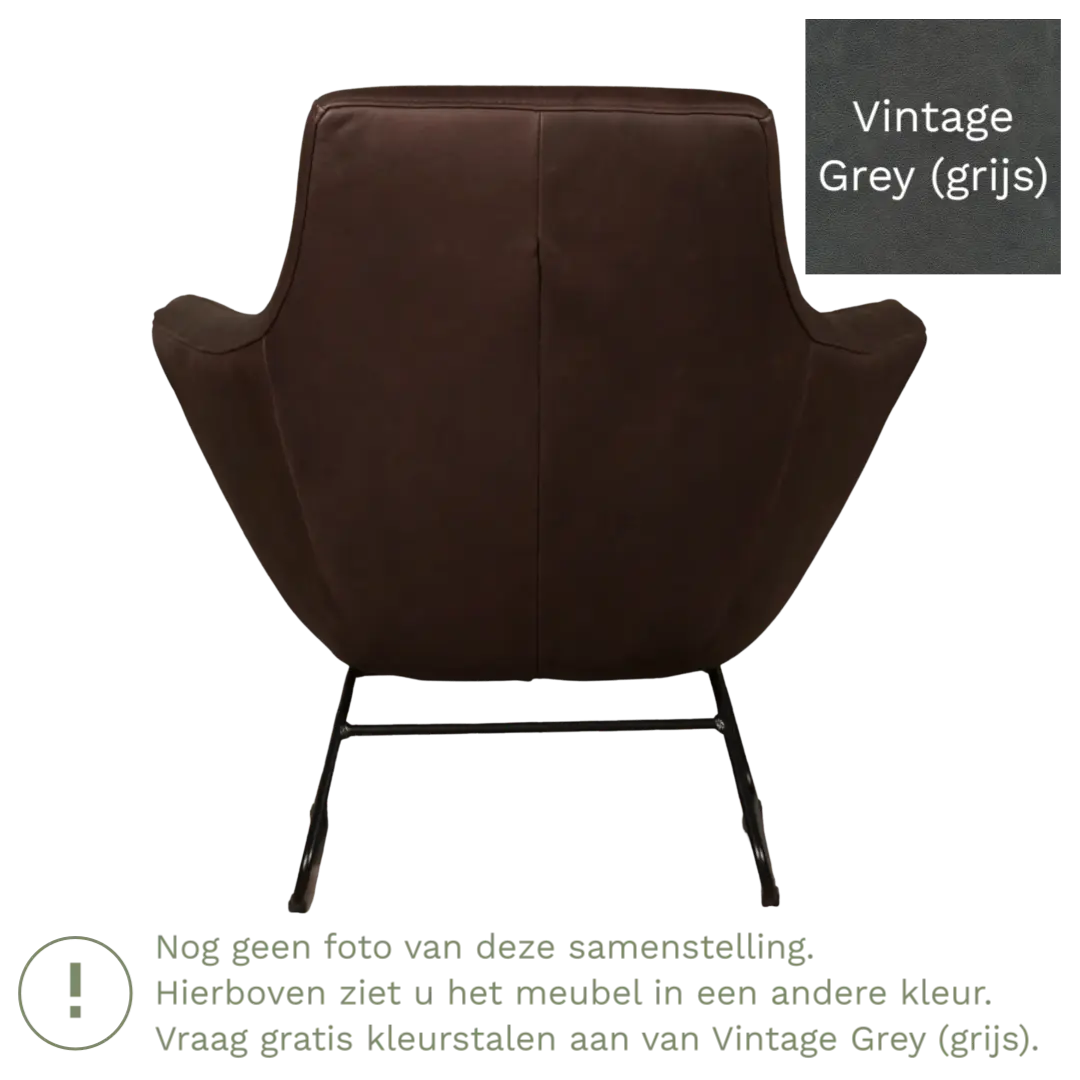 afbeelding van Leren fauteuil Fame - Vintage Grey (grijs)